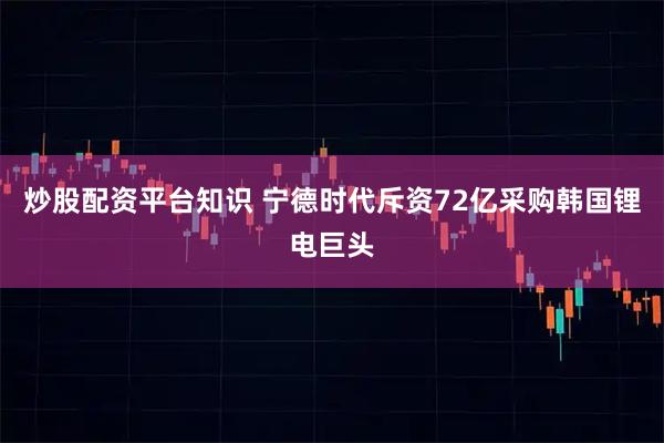 炒股配资平台知识 宁德时代斥资72亿采购韩国锂电巨头