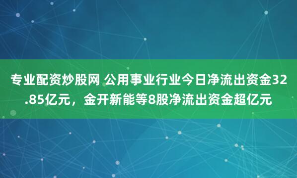 专业配资炒股网 公用事业行业今日净流出资金32.85亿元，金开新能等8股净流出资金超亿元